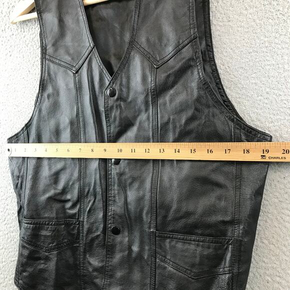 Vintage Leather Motorcycle Vest Mens Eagle USA Flag Patch Logo Small - Picture 6 of 10